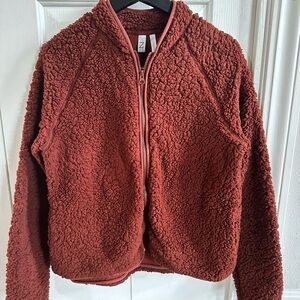 Z by Zella Rust Aura Faux Sherling Zip-Up Jacket